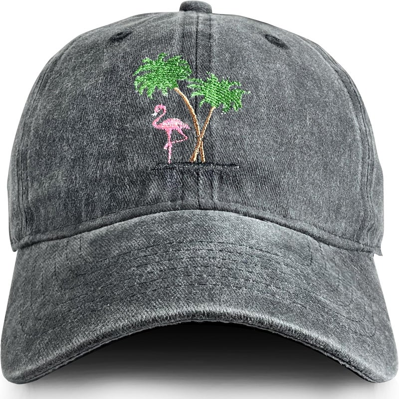 RLQWTKV Flamingo Beach Palm Tree Baseball Hat for Women Men Bees Adjustable Embroidered Cap - Image 1